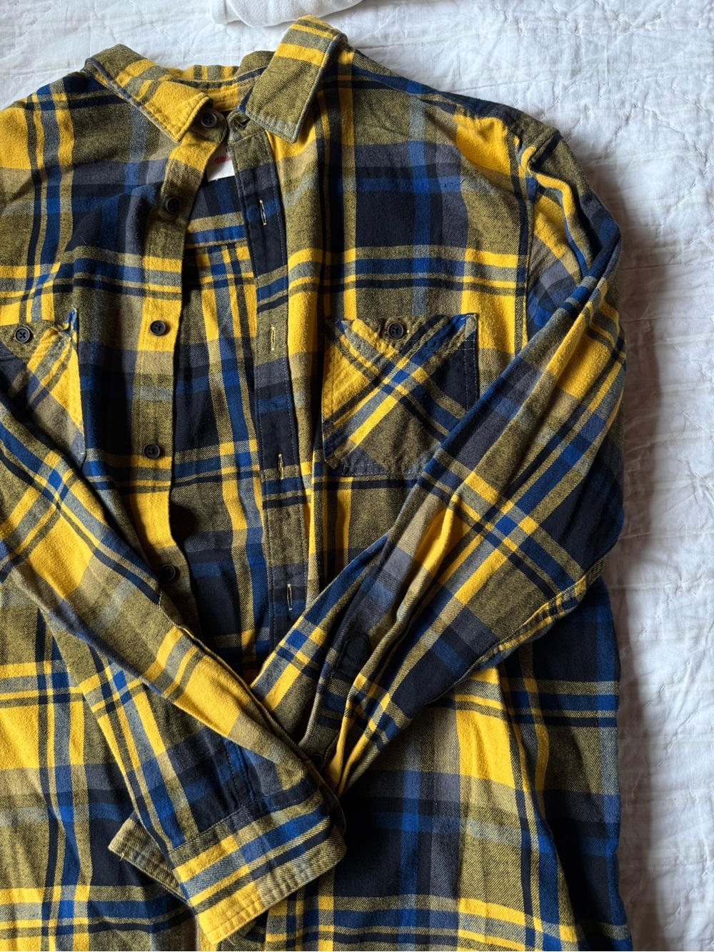 urban pipeline Yellow and Navy Plaid Button-Down Shirt